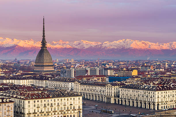 Torino skyline with the Mole Antonelliana and the Alps